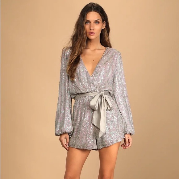 “More Than Magical Pink Iridescent Sequin Long Sleeve Romper” from Lulu’s - Picture 2 of 7